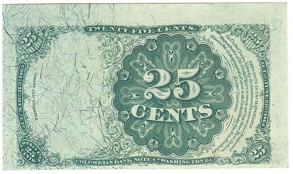 U.s.a., Fr-1309 Fractional Currency 25 Cents 5th Issue (offset Back) Vchunc